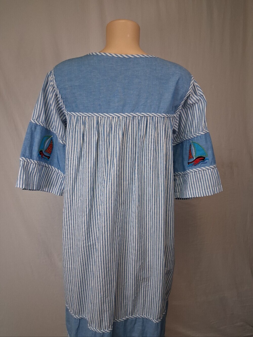 Woman Within Blue and White Striped Cotton Top Size M - Picture 10 of 17